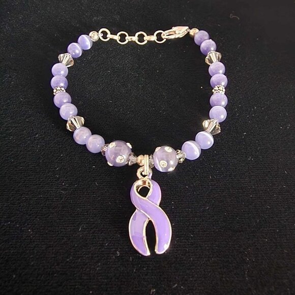 Purple Awareness Ribbon Bracelet #03-2 - Picture 3 of 4